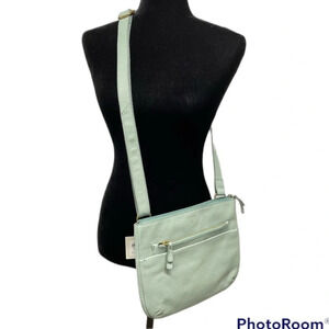 NWT FOSSIL FOSSIL Tessa Misty Jade Leather Cowhide Crossbody Bag